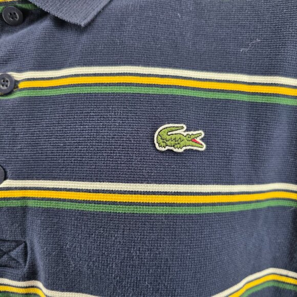 Lacoste Sport Polo Shirt Mens 4XL FR 9 Blue Shirt Striped Short Sleeve Preppy - Picture 11 of 16